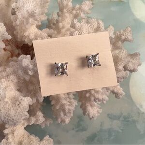 Faux Diamond Sterling Silver Stud Earrings